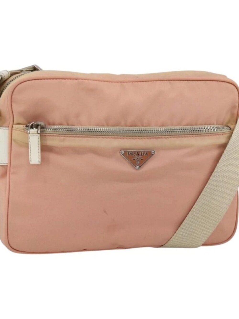 PRADA Shoulder Bag Nylon Pink Silver Auth 174397